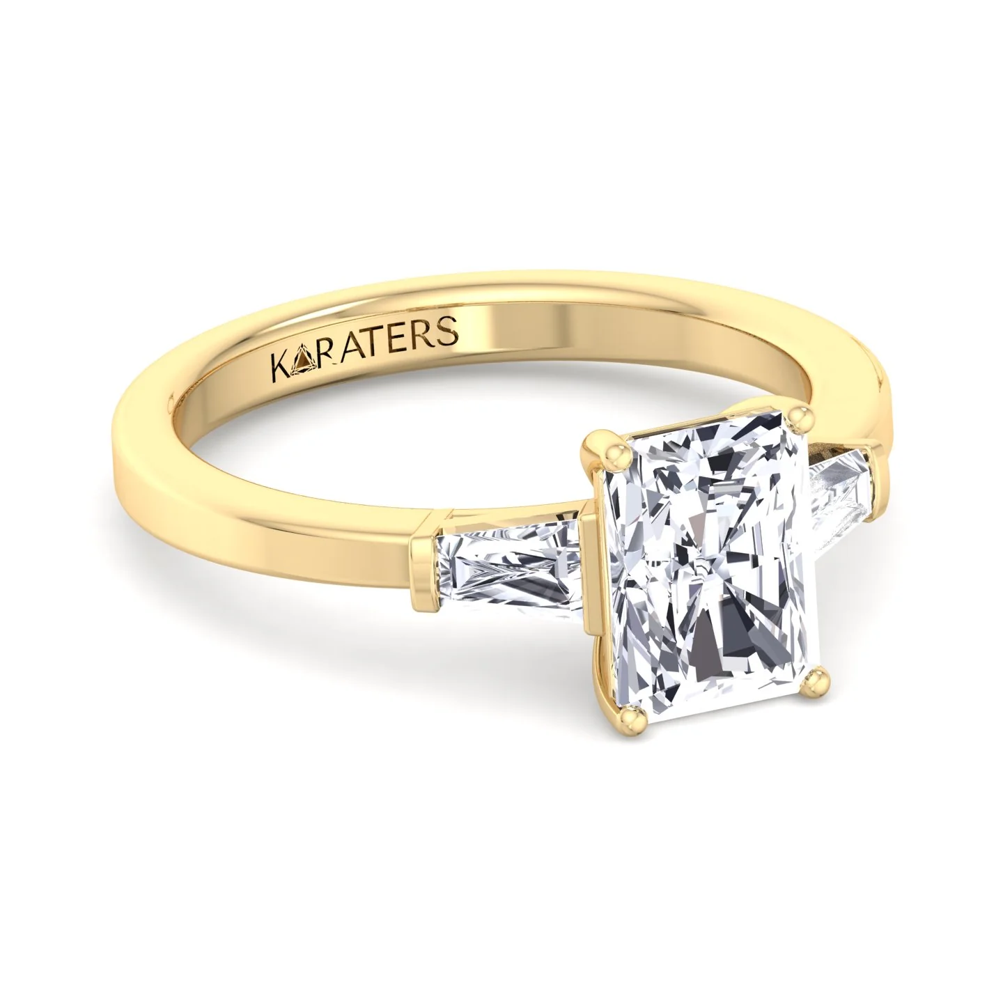 Radiant Cut Lab Grown Diamond Engagement Ring with Tapered Baguette Sidestones - Image 10