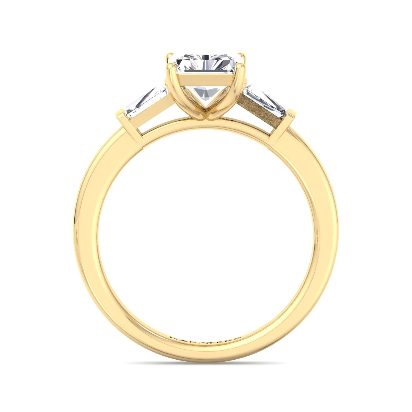 Radiant Cut Lab Grown Diamond Engagement Ring with Tapered Baguette Sidestones - Image 11