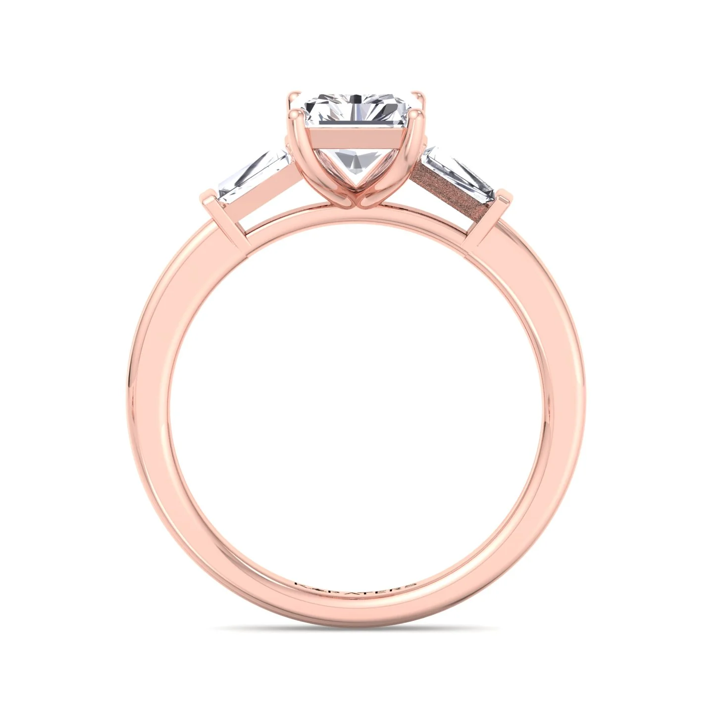 Radiant Cut Lab Grown Diamond Engagement Ring with Tapered Baguette Sidestones - Image 15