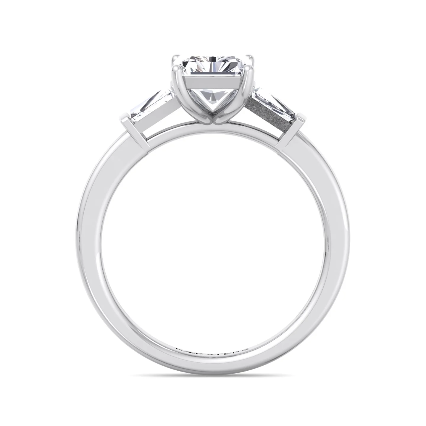 Radiant Cut Lab Grown Diamond Engagement Ring with Tapered Baguette Sidestones - Image 7